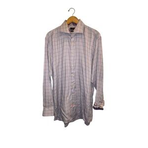 Steven Alan Men’s Tall Pastel Check Casual Button Down Shirt Sz 17.5